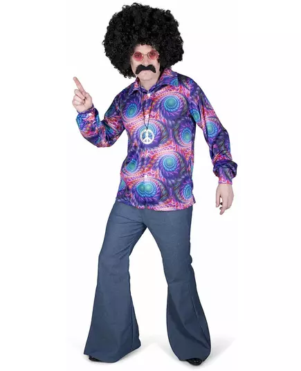 Psykedelisk hippieskjorte for menn, Størrelse: Medium, bilde 2