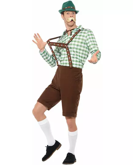 Green and brown Bavarian costume for adults, Size: Medium, image 2