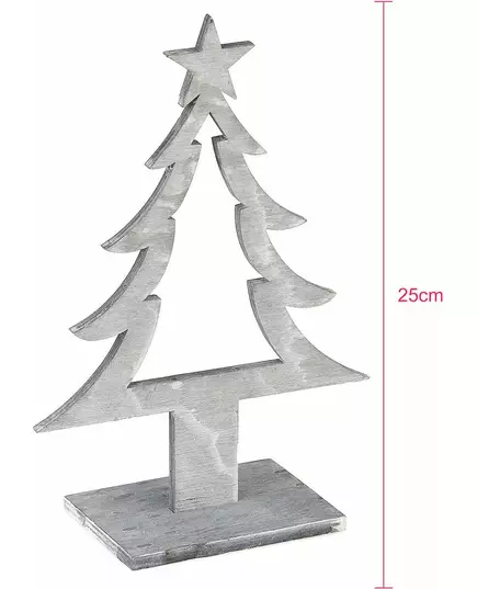 Grey wooden Christmas tree decoration 25 x 11 x 8 cm, image 2