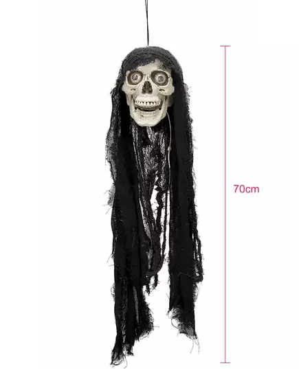 Animert hodeskalledekorasjon med lys og lyd, 70 cm, bilde 2
