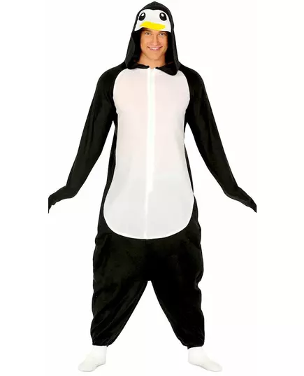 Adult penguin jumpsuit costume, Size: Medium, image 2