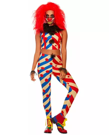 Two-tone creepy clown costume for women, image 2
