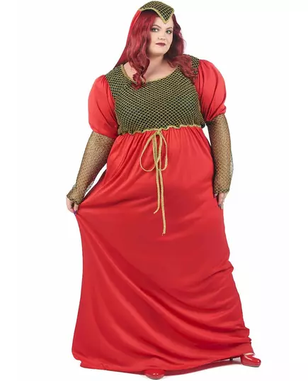 Plus size red medieval costume for women, image 2