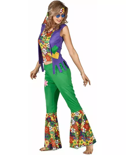 Hippie blomsterkraftkostyme for kvinner, Størrelse: Small, bilde 2