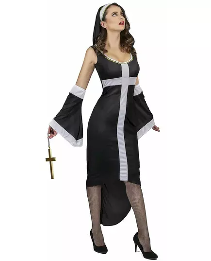 Sexy nun costume with white cross for women, Size: Small, image 2