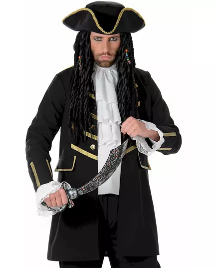 Svart og gull piratkostyme til menn, Størrelse: Medium, bilde 2