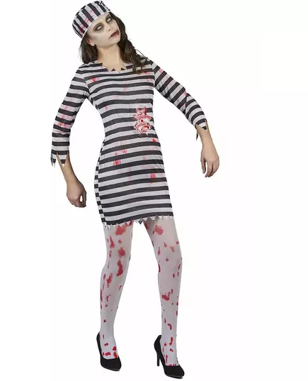 Scary zombie prisoner costume for women, Size: Small, image 2