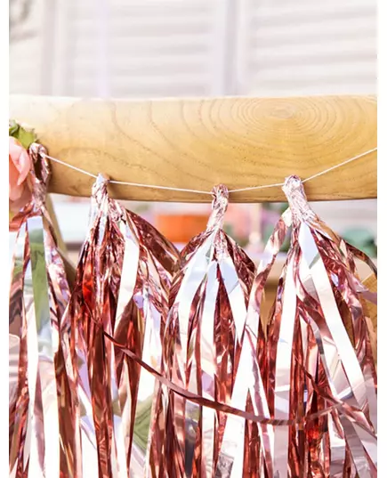 Duskgirlander 12 metalliske roségullpomponger 1,5 m, bilde 2