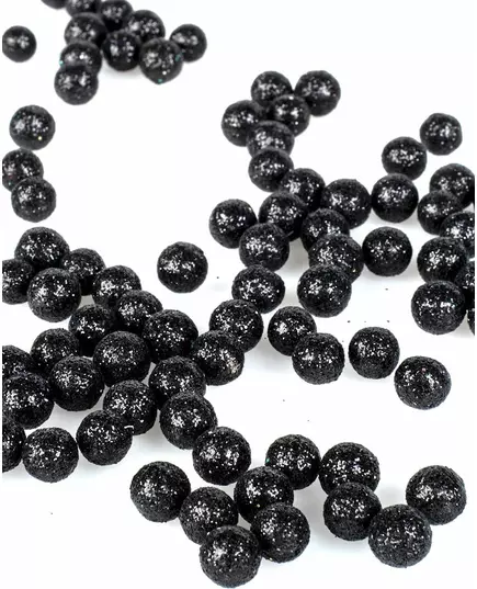 Mini svarte glitterkuler 8 mm 10 gr, bilde 2