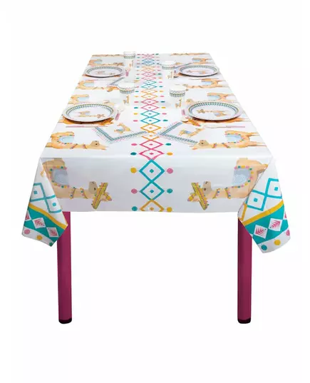 White llama plastic tablecloth 130 x 180 cm, image 2