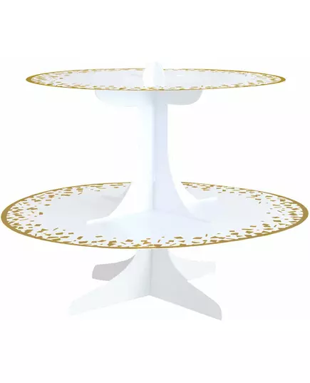 Hvitt og gullfarget papp-muffinsstativ 31 x 24 cm, bilde 2