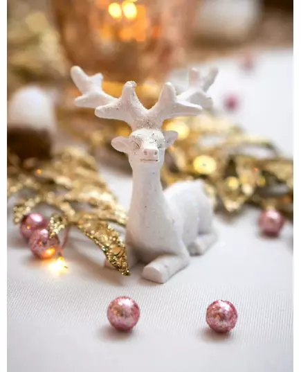6.6 cm white glitter resin reindeer, image 2