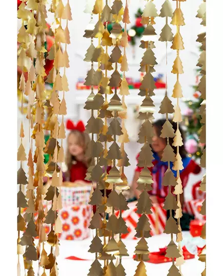 Golden fir tree glitter thread curtain 100 x 245 cm, image 2