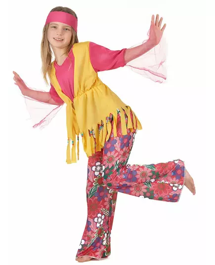 Multicolored hippie costume for girls, Size: 4-6 years (110-120 cm), image 2