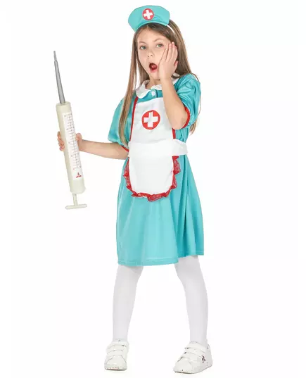 Green nurse costume for girls, Size: 10-12 years (130-140 cm), image 2