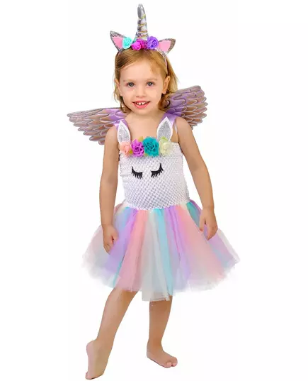 Pastel floral unicorn costume for girls, Size: 10-12 years (130-140 cm), image 2