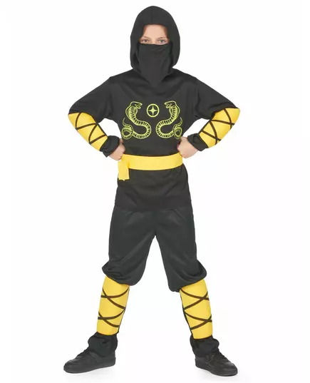 Svart og gult ninjakostyme til gutter, Størrelse: 7–9 år (120–130 cm), bilde 2