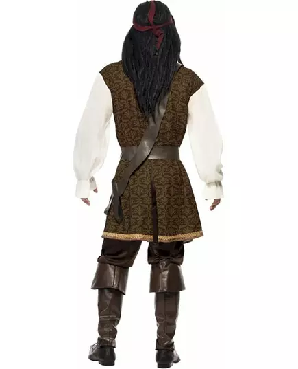 Brown pirate costume for men, Size: Large, image 2