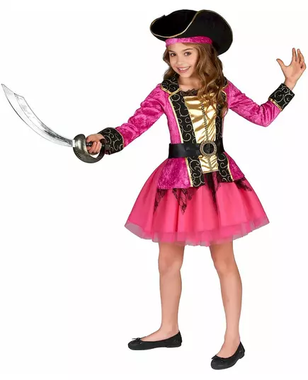 Pink and gold pirate costume for girls, Size: 3-4 years (92-104 cm), image 2