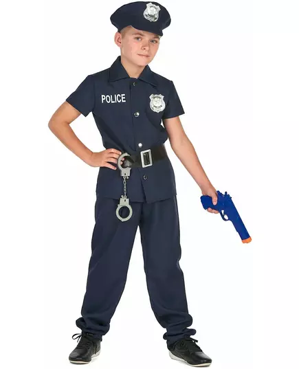 Children's short-sleeved police officer costume, Size: 10-12 years (130-140 cm), image 2