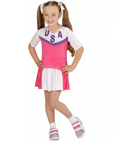 Rosa og hvitt cheerleader-kostyme til jenter, Størrelse: 4–5 år (116 cm), bilde 2