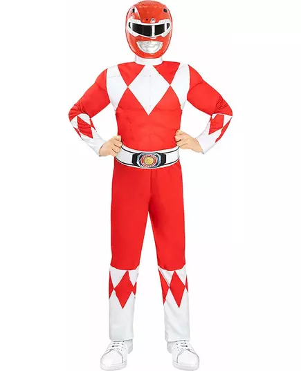 Rødt muskel Power Ranger-kostyme til barn, Størrelse: 7–9 år, bilde 2