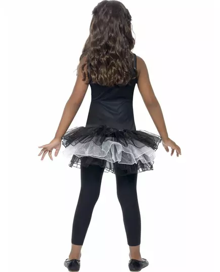 Svart tutu skjelettkostyme til jenter Halloween, Størrelse: 10–12 år 145/158 cm), bilde 2