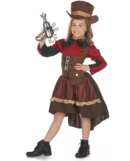 Luxury steampunk costume for girls, Size: 7-9 years (120-130 cm), image 2