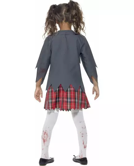 Zombie skolejentekostyme til Halloween for jenter, Størrelse: 7–9 år (130/143 cm), bilde 2