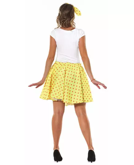 Women's 50s yellow polka dot skirt and scarf, image 2