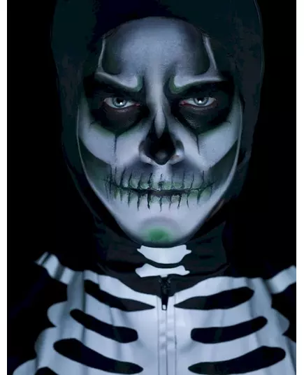 Skjelett-sminkesett som lyser i mørket for voksne, Halloween, bilde 2