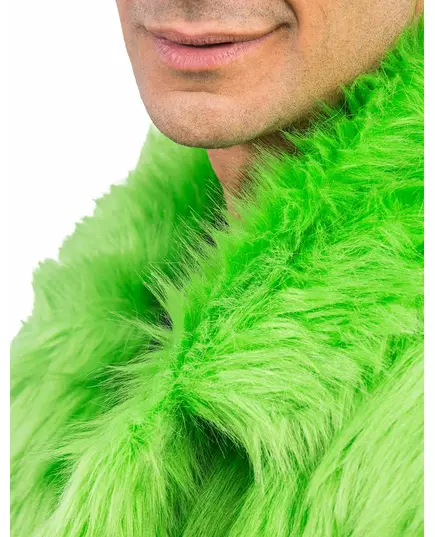 Adult green faux fur coat, Size: Large, image 2