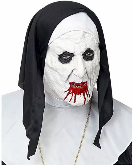 Horrid nun half-head mask with adult headdress, image 2