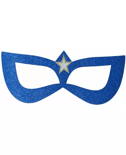 Blå superheltmaske med gullstjerne for voksne, bilde 2