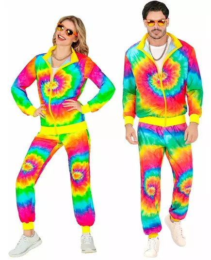 Neon Tie and Dye-treningsdrakt for voksne, Størrelse: Small, bilde 2