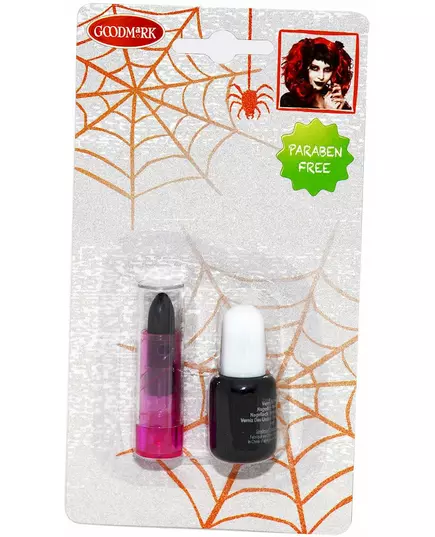 Black nail polish and lipstick for adults for Halloween, image 2