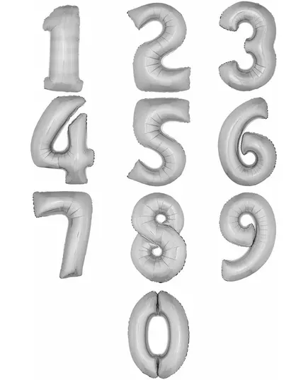 1m silver number foil balloon, Size: 2, image 2