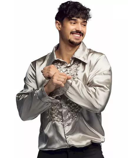 Men's silver disco shirt, Size: X-Large (54/56), image 2