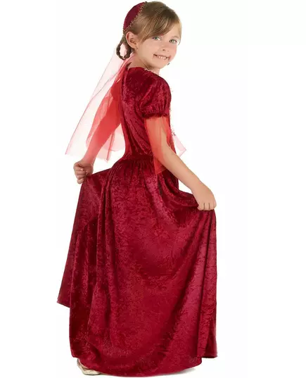Rødt middelaldergrevinnekostyme for jenter, Størrelse: 10–12 år (130–140 cm), bilde 2