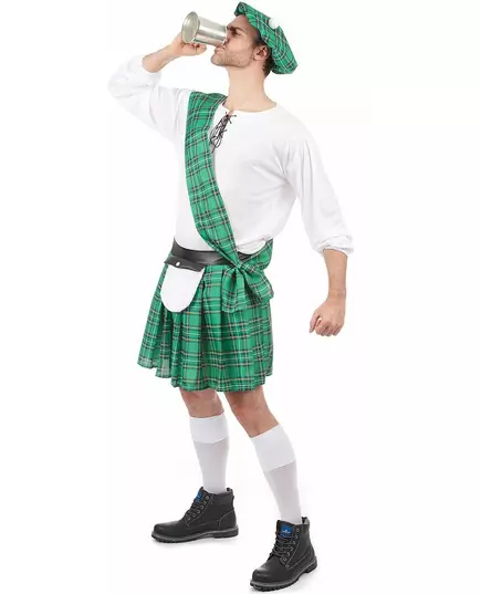 Green and white Scottish costume for men, Size: X-Large, image 2