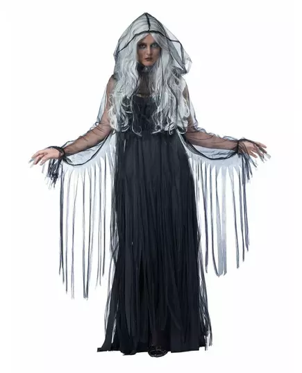 Elegant spøkelseskostyme til kvinner i svart Halloween, Størrelse: XL(44/46), bilde 2