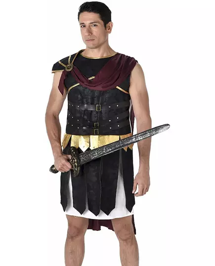Black and gold Roman gladiator costume for men, Size: Large, image 2