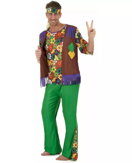 Hippie blomsterkraftkostyme for menn, Størrelse: X-Large, bilde 2