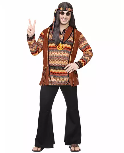 Natur hippiekostyme for menn, Størrelse: Large, bilde 2