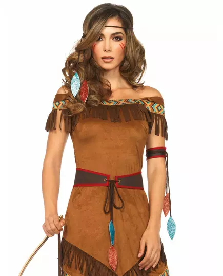Women's faux suede Indian costume, Size: Medium/Large (42-44), image 2