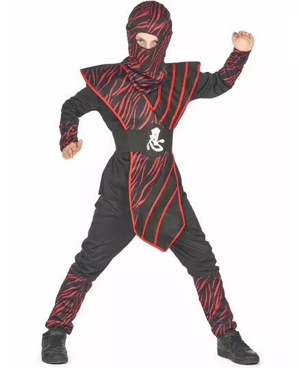 Rødt vill ninja-kostyme til gutter, Størrelse: 7–9 år (120–130 cm), bilde 2