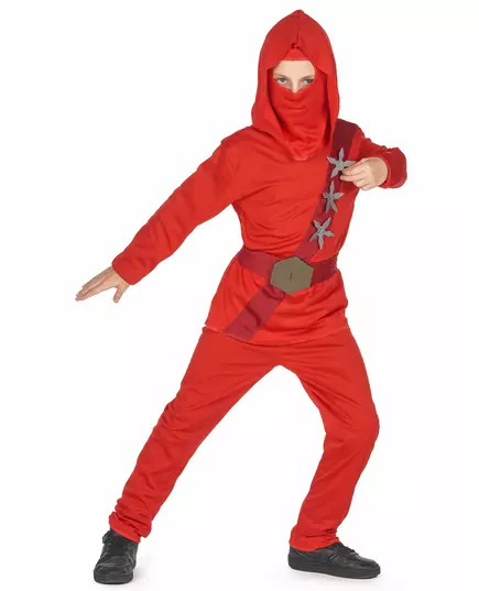 Red ninja star costume for boys, Size: 10-12 years(130-140 cm), image 2