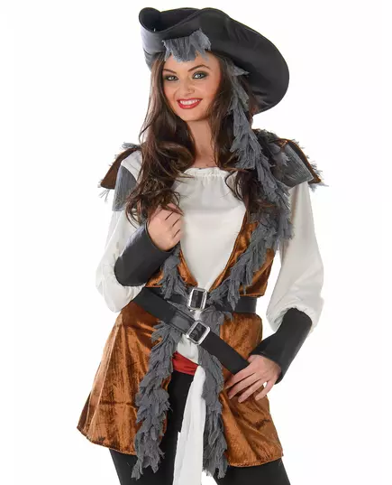 Piratkostyme med vest til dame, Størrelse: Medium, bilde 2