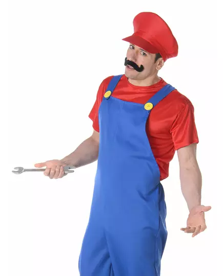Red Plumber Costume for Men, Size: Medium, image 2