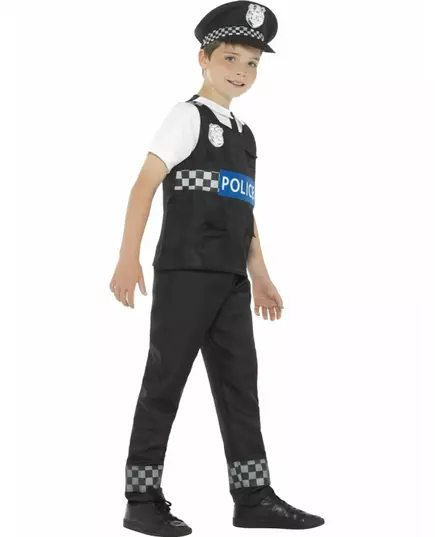 Black and white police costume for boys, Size: 10-12 years(145/158 cm), image 2